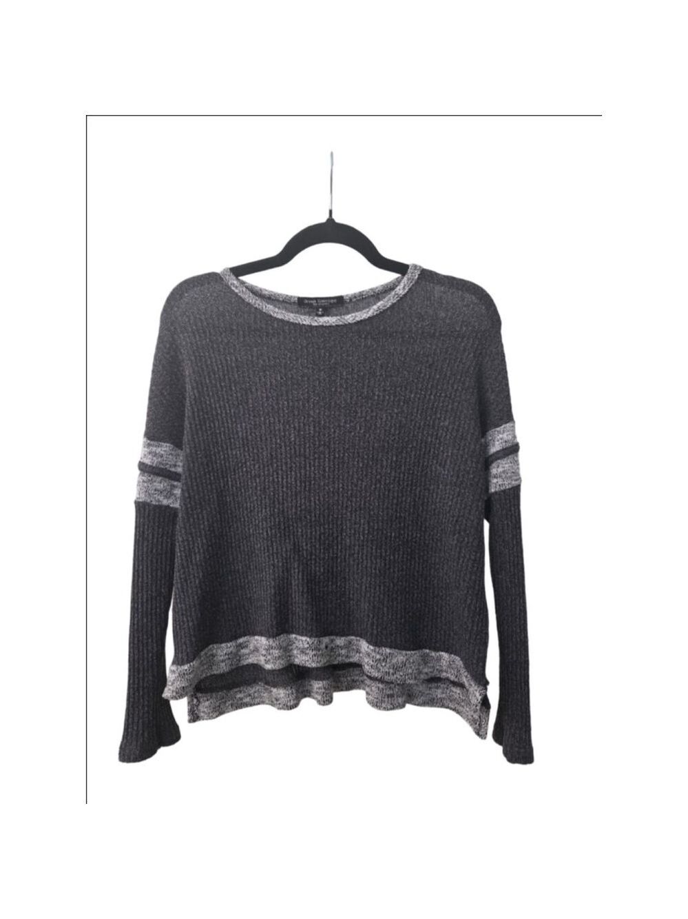 Green Envelope Gray Ribbed Knit Sweater Medium